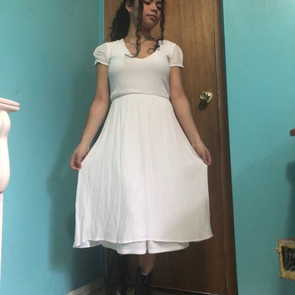 White cottage core dress